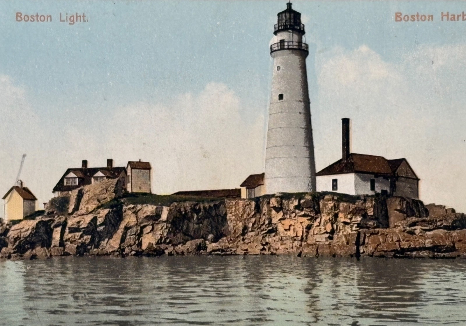 Original c1910 Boston Light Lighthouse Boston Harbor MA Vintage Postcard