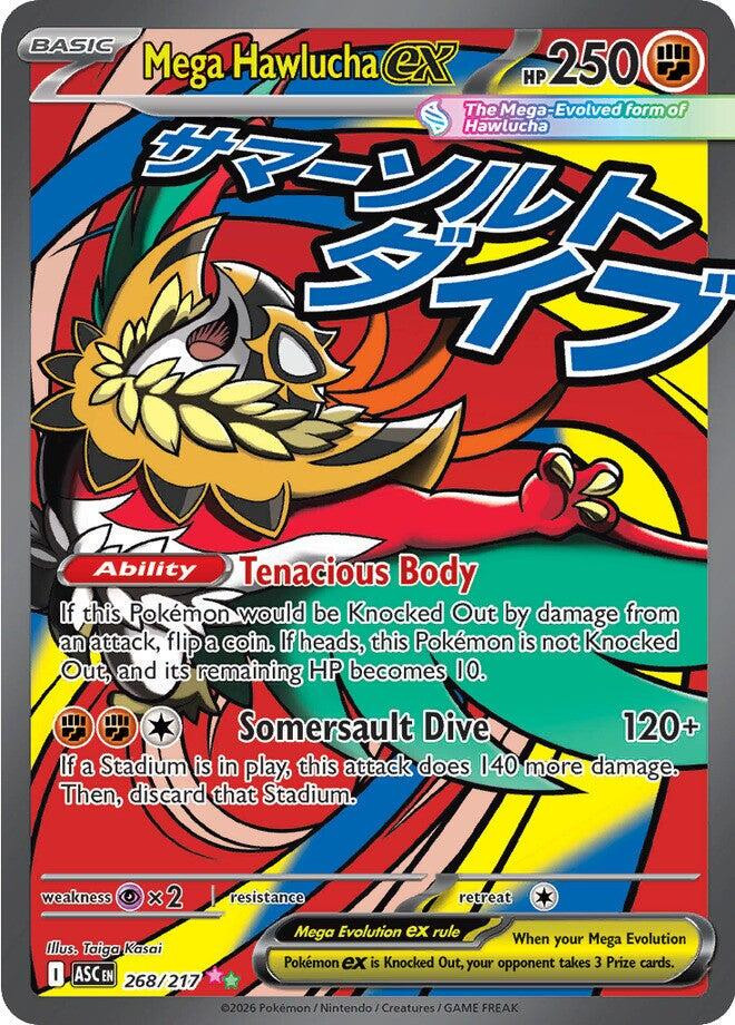 Mega Hawlucha 268/217 Ascended Heroes NM Mega Attack Rare Holo Pokemon Card