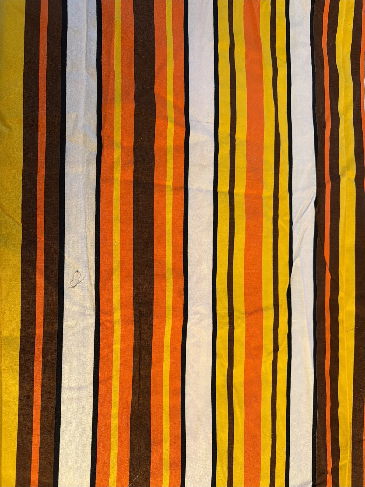 Vintage 70s MCM MOD Striped Fabric 3.75 Yards x 42” Woven Orange Yellow Brown