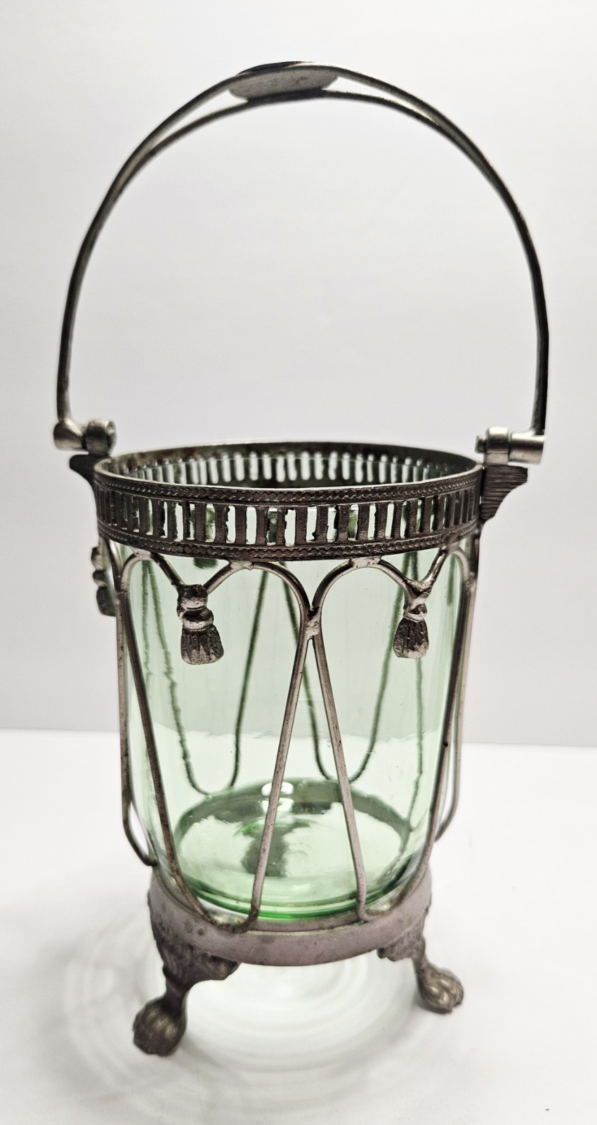 Vintage Studio Nova Emma Green Glass Candle Holder Lantern Metal 8