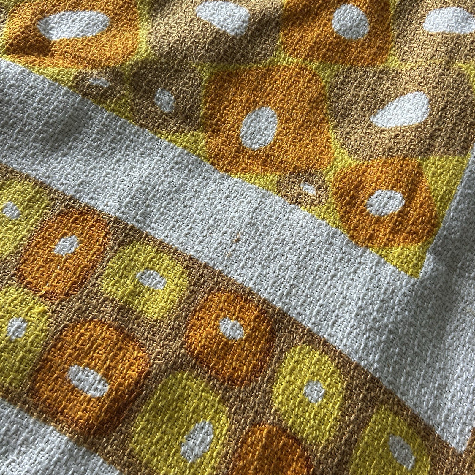 Vintage Linen Cotton fabric 60s 70s Mid-Century MCM Lino La Union Square 43”