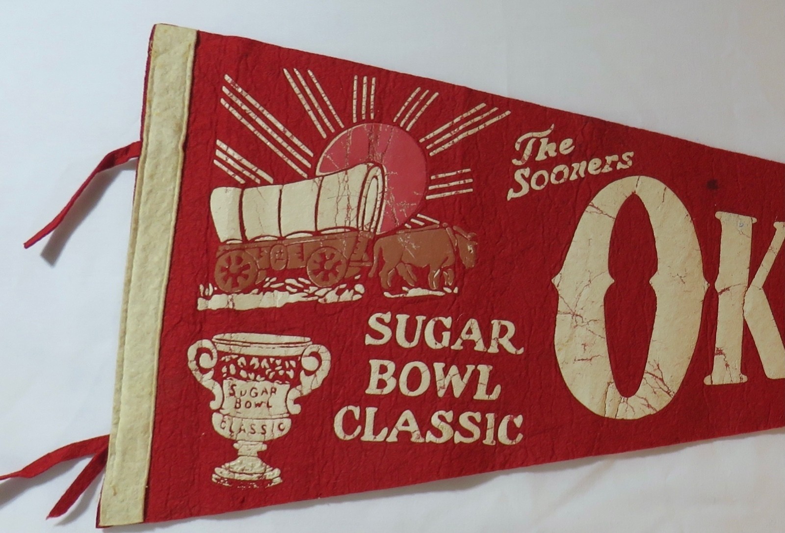 Vintage University of Oklahoma Sooners Sugar Bowl Football Pennant
