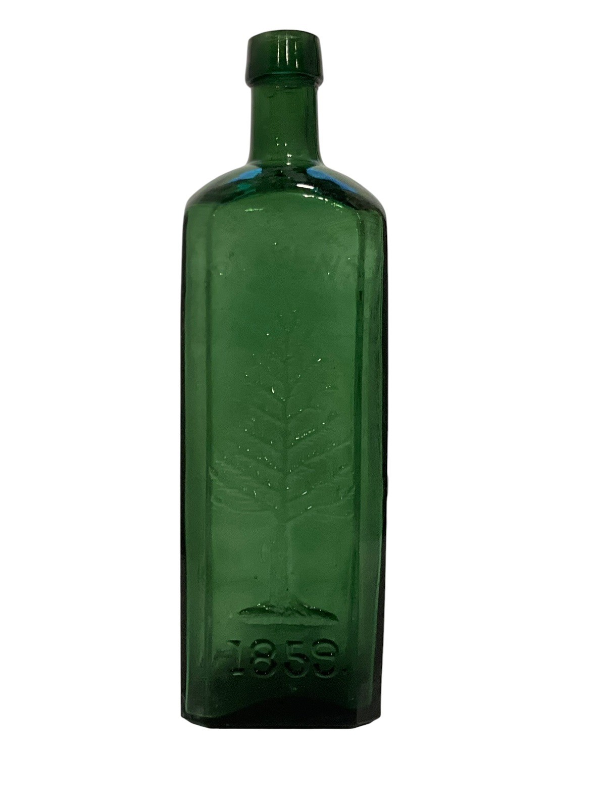 Antique L.Q.C. Wishart’s Pine Tree Tar Cordial Bottle Phila Patent 1859 Green