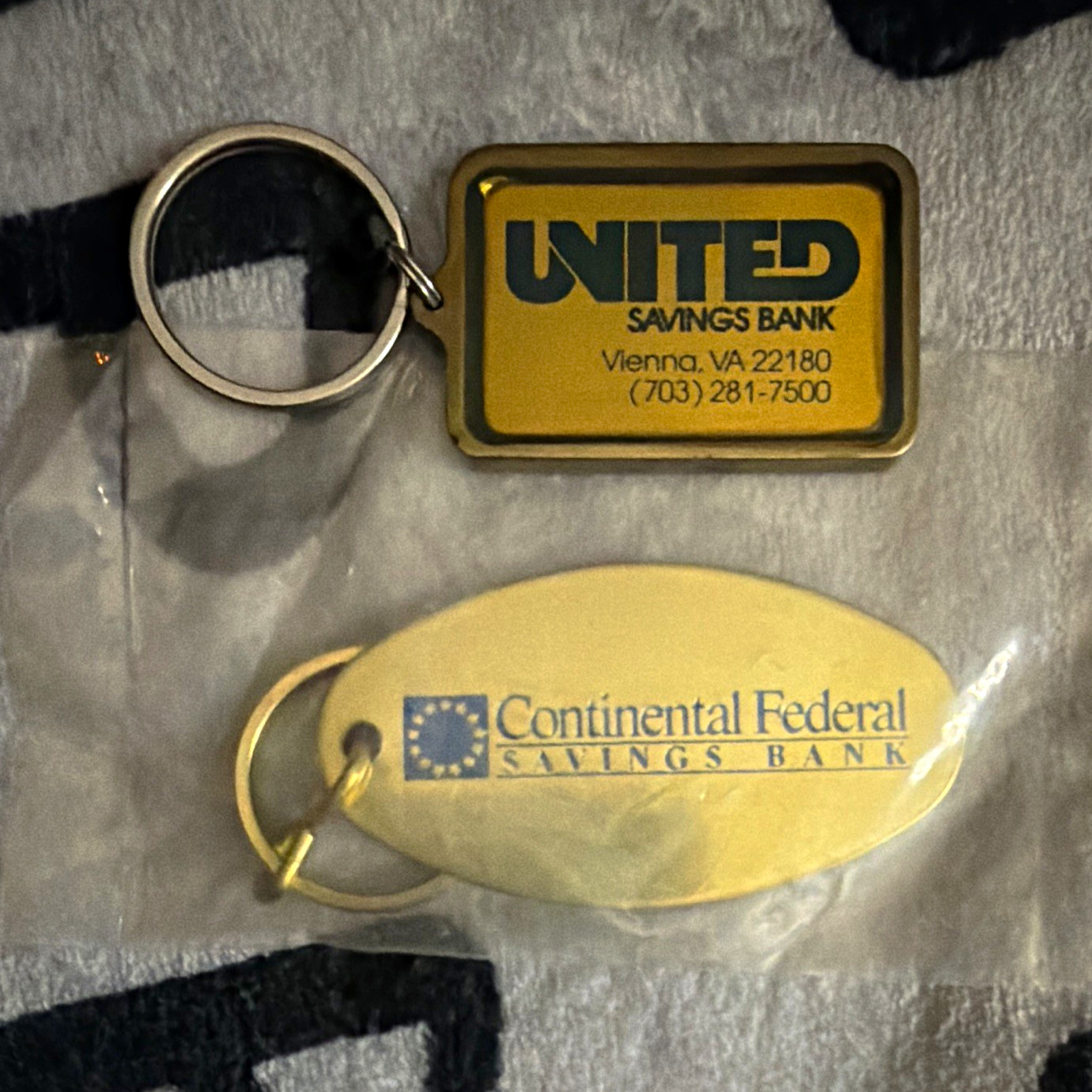 Vintage 1980s VA Bank Keychains United Savings Vienna Continental Federal
