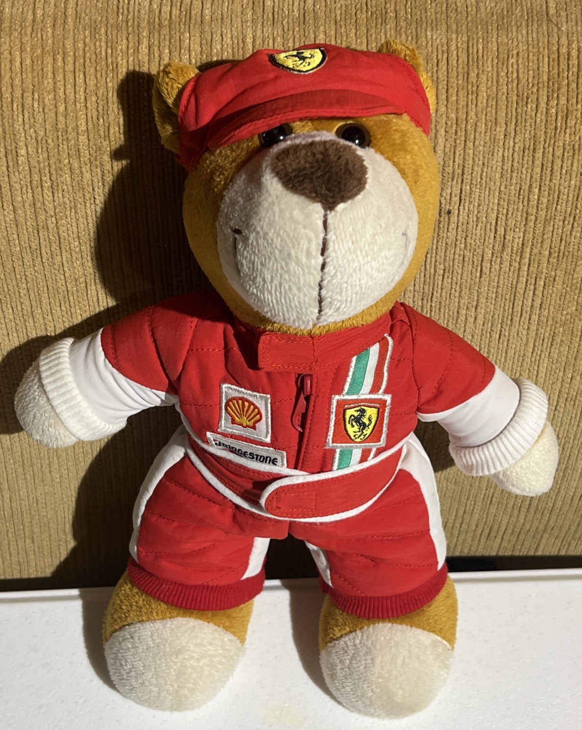Ferrari F1 Racing Teddy Bear Plush 10” Racing Suit Shell Bridgestone