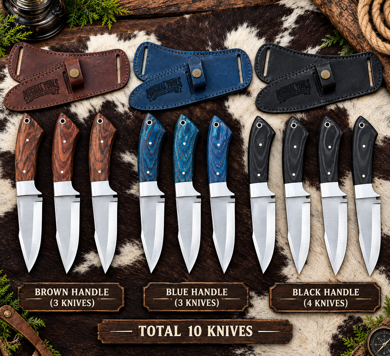 CUSTOM HANDMADE CARBON STEEL SKINNER KNIFE LOT OF 10 FULL TANG USA DUTY PAID