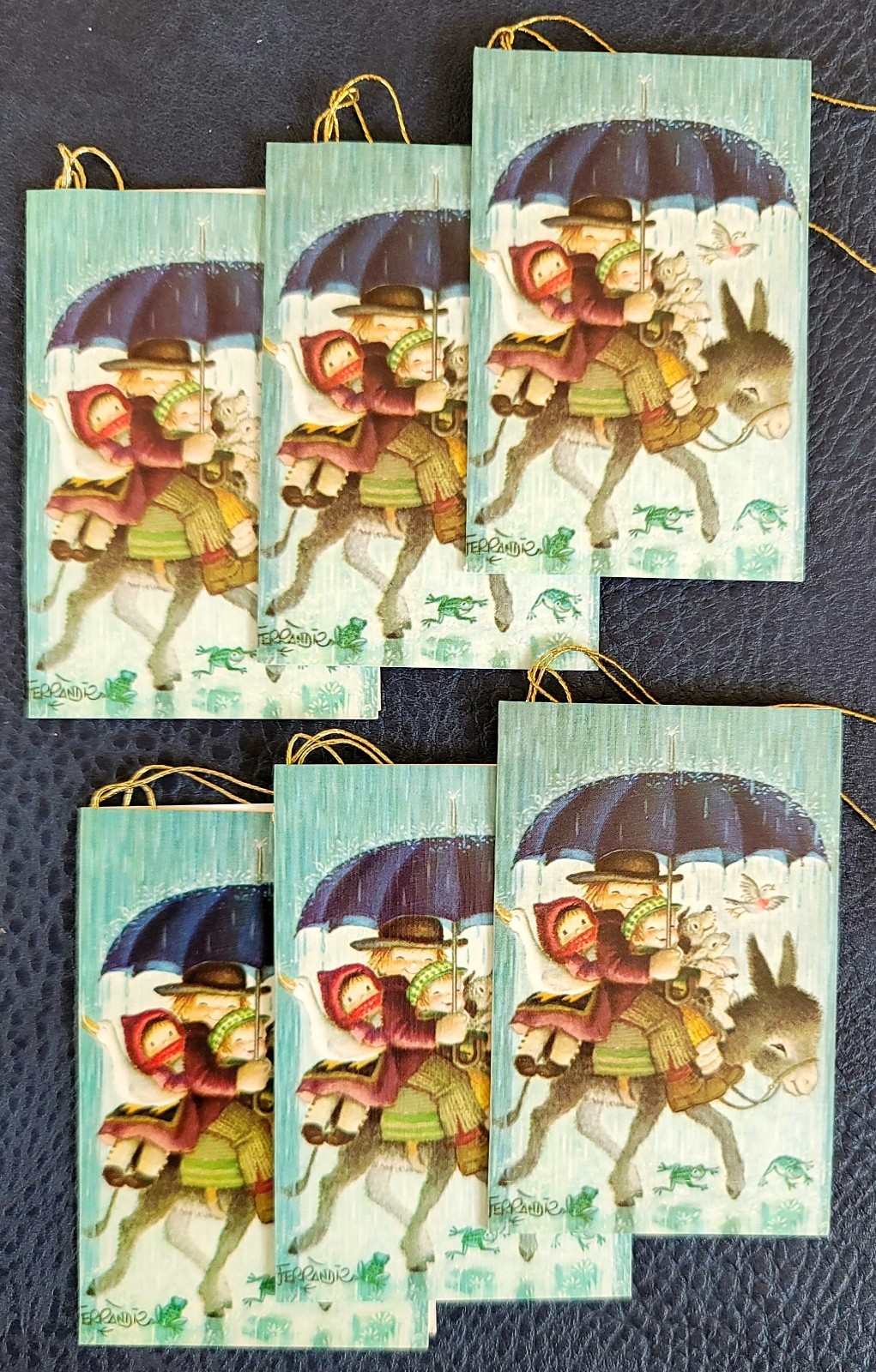 6 Rare Vintage Holiday Gift Tags, Mid-Century European style, (Spain) See below.