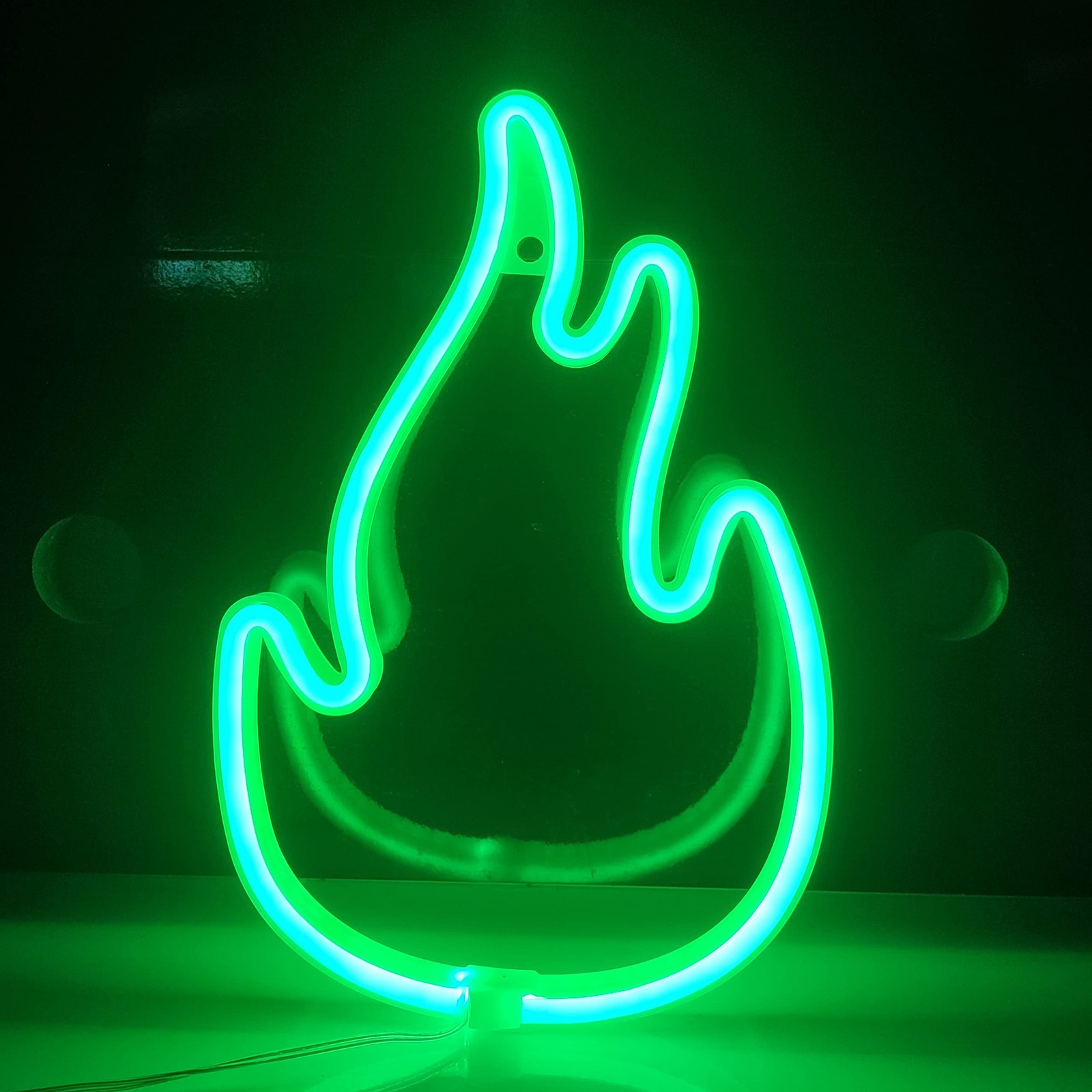 JYWJ Flame LED Neon Signs Desktop Wall Decoration Light(Green) Green JYWJ Flame LED Neon Signs Desktop Wall Decoration Light(Green) Green