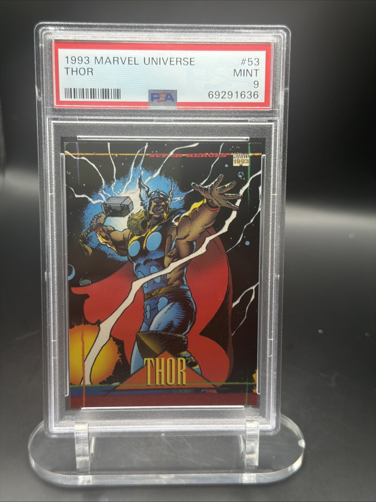 1993 SKYBOX MARVEL UNIVERSE SERIES 4 THOR #53 AVENGERS TRADING CARD | PSA 9 MINT