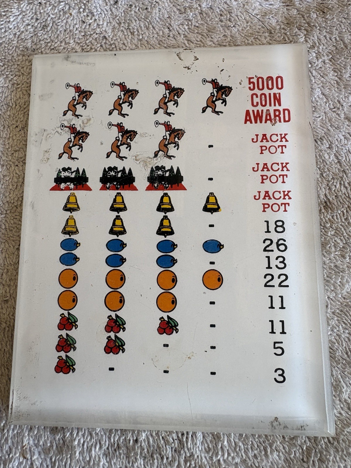 Vintage Nevada club Casino Slot Machine Buckaroo Award card original