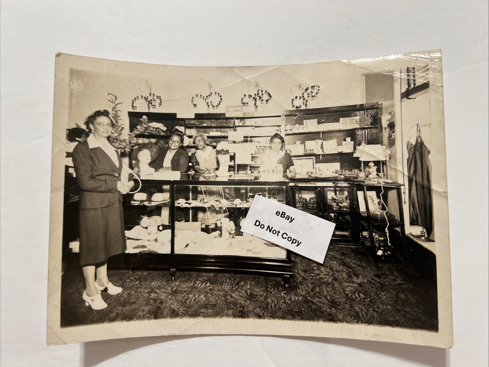 VTG 1940's Photo African American Ladies Inside their dress Shop