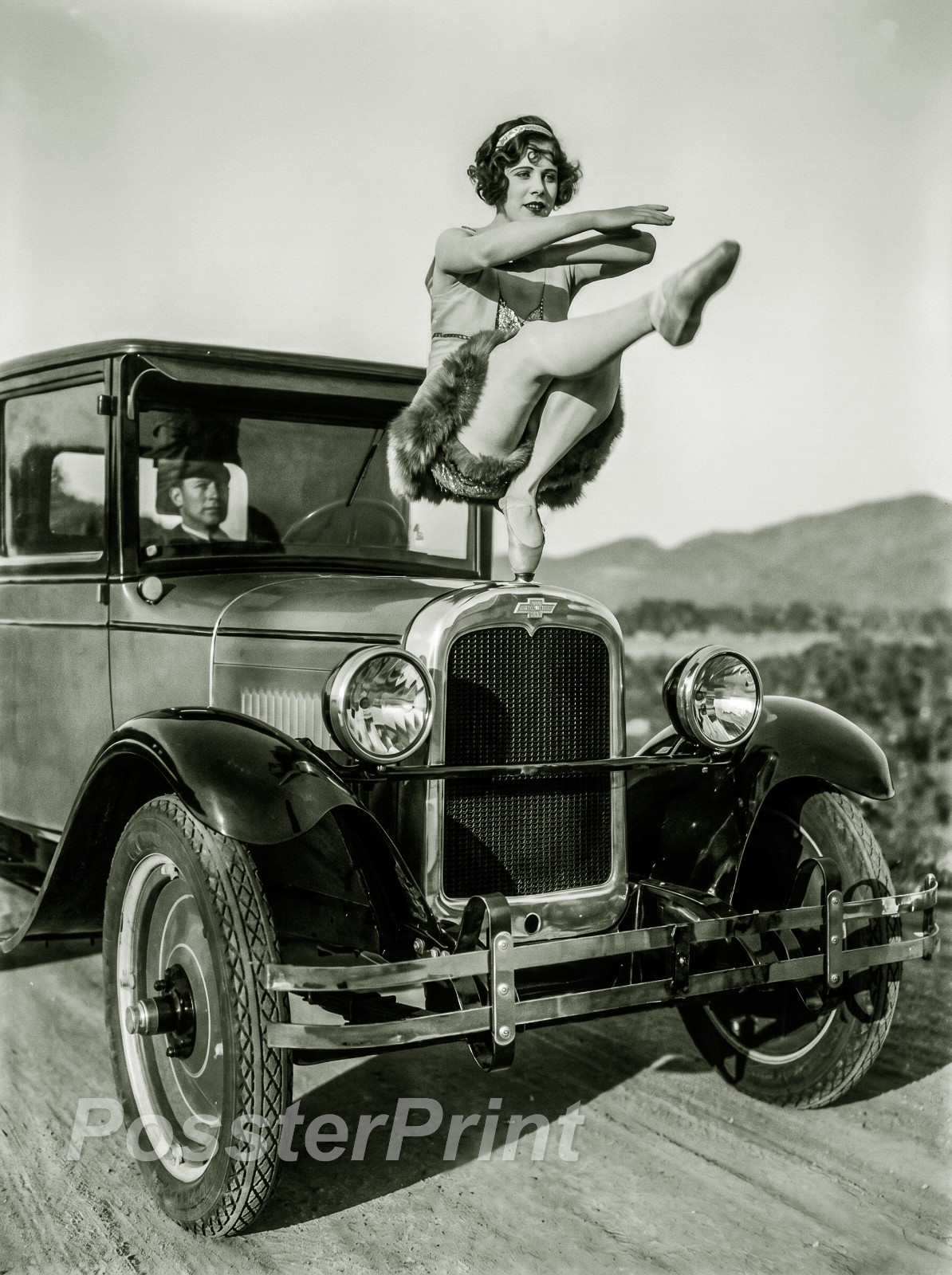 1920s FLAPPER GIRL 💜 8x10 Photo - Vintage Car Period Portrait