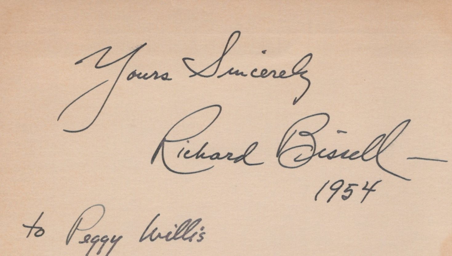 RICHARD BISSELL 1913-77 Hand Signed Autograph 3x5 CARD -TONY AWARD WINNER AUTHOR