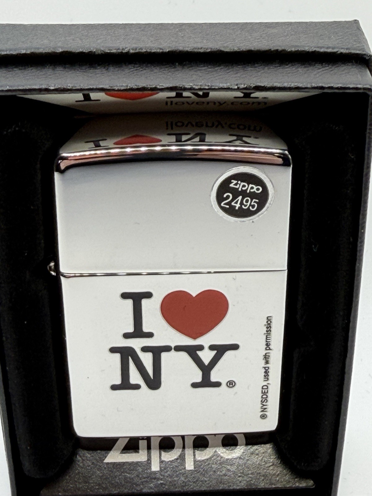 Vintage 2009 I Love New York High Polish Chrome Zippo Lighter NEW B7