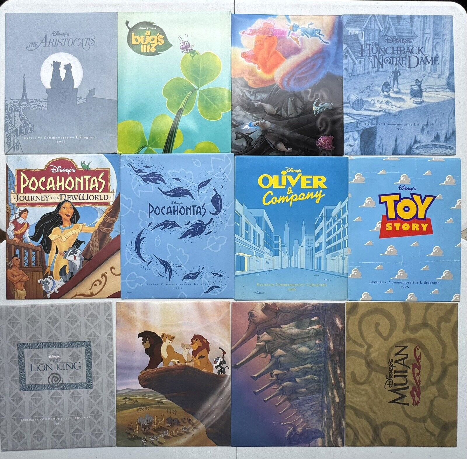 VINTAGE DISNEY STORE LOT OF 12 LITHOGRAPH PRINTS - TOY STORY ARISTOCATS - READ