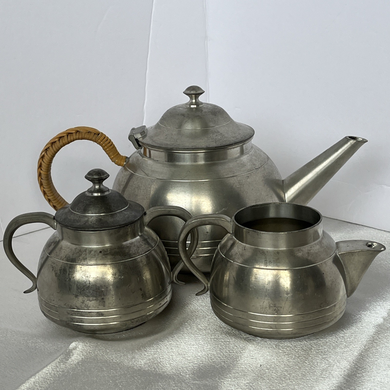 Vintage Selangor Pewter 3-Piece Tea Set Pre 1992
