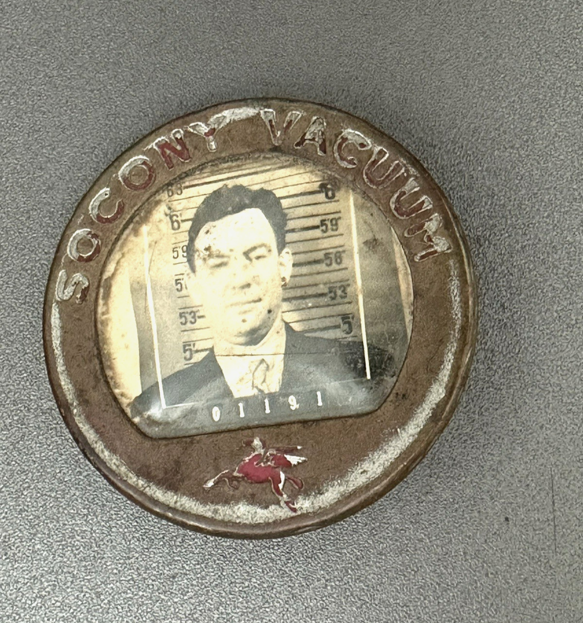 Vintage 1930\'s SOCONY VACUUM Oil Company Photo I.D. Employee Badge PEGASUS