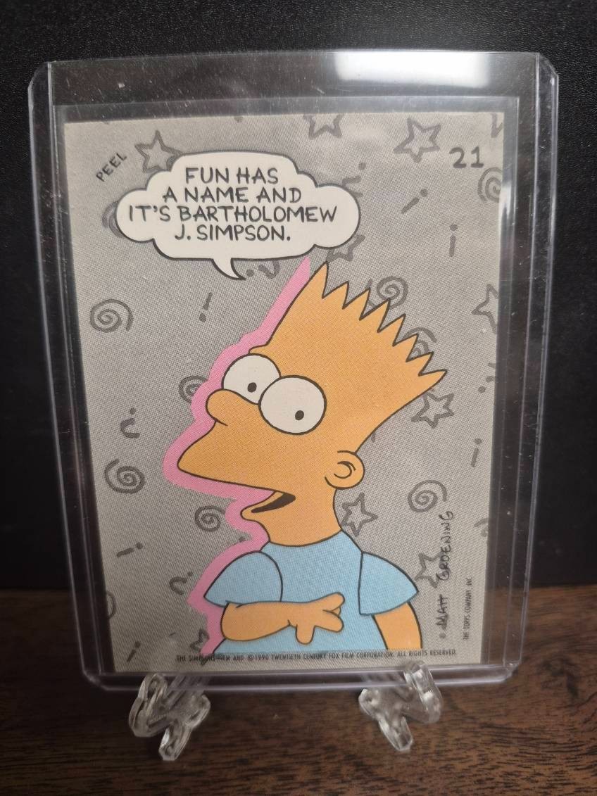 1990 TOPPS Bart Simpson THE SIMPSONS STICKERS #21 FUN HAS A NAME ROOKIE