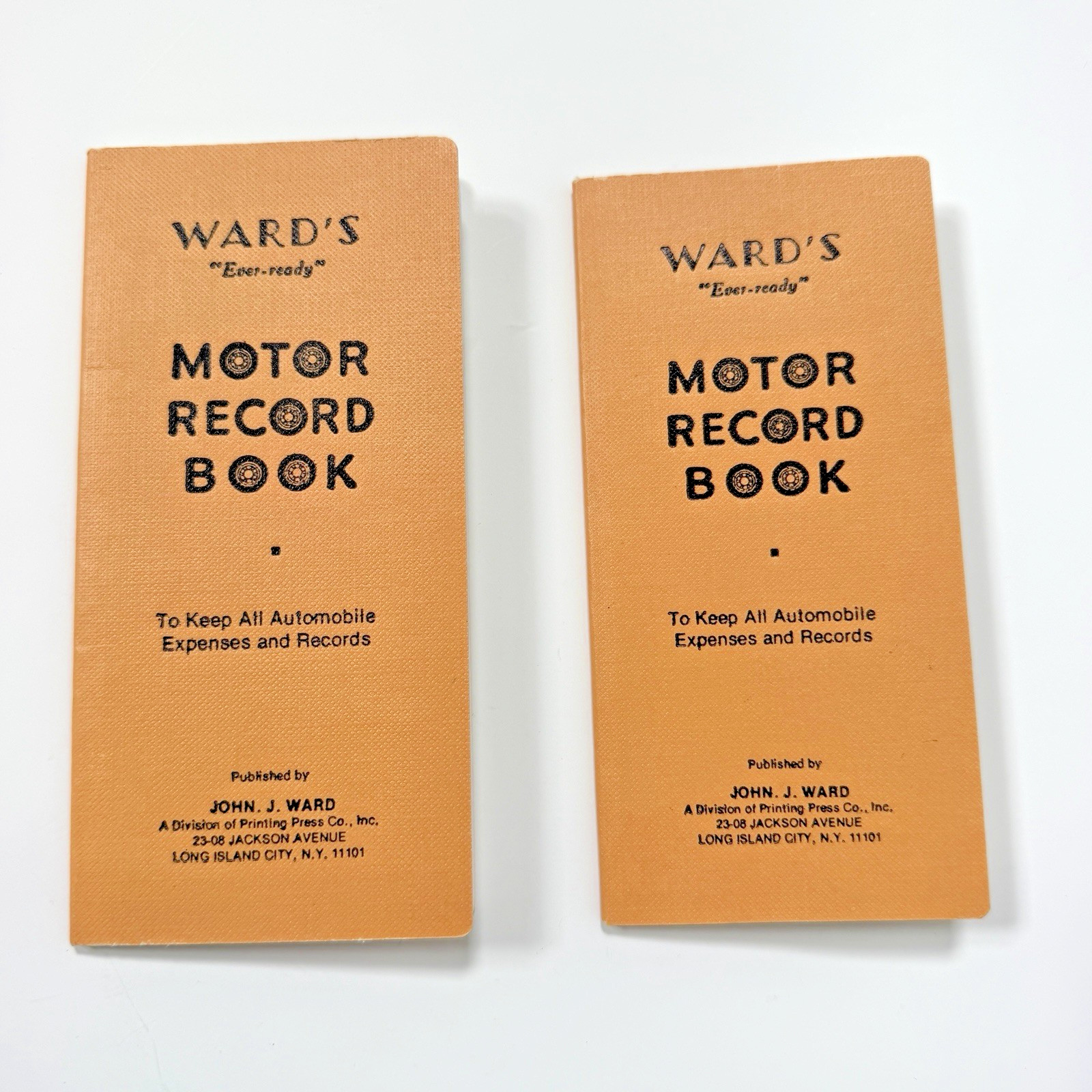 Vintage 1959 Wards Ever Ready Motor Record Book Set of 2 Unused Glove Box Prop