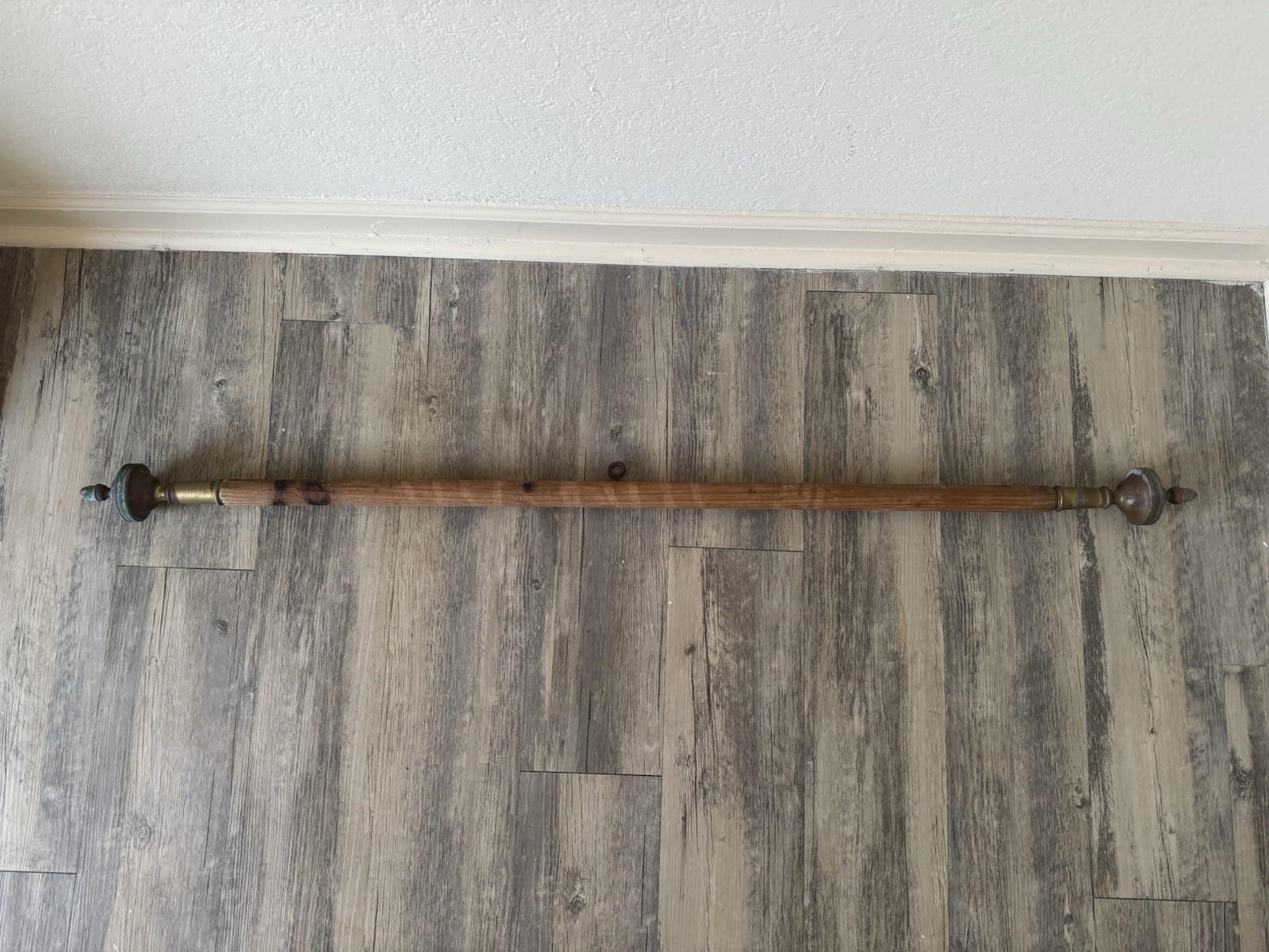 Antique French Catholic Processional Banner Pole Rod Bronze Finials circa 1900