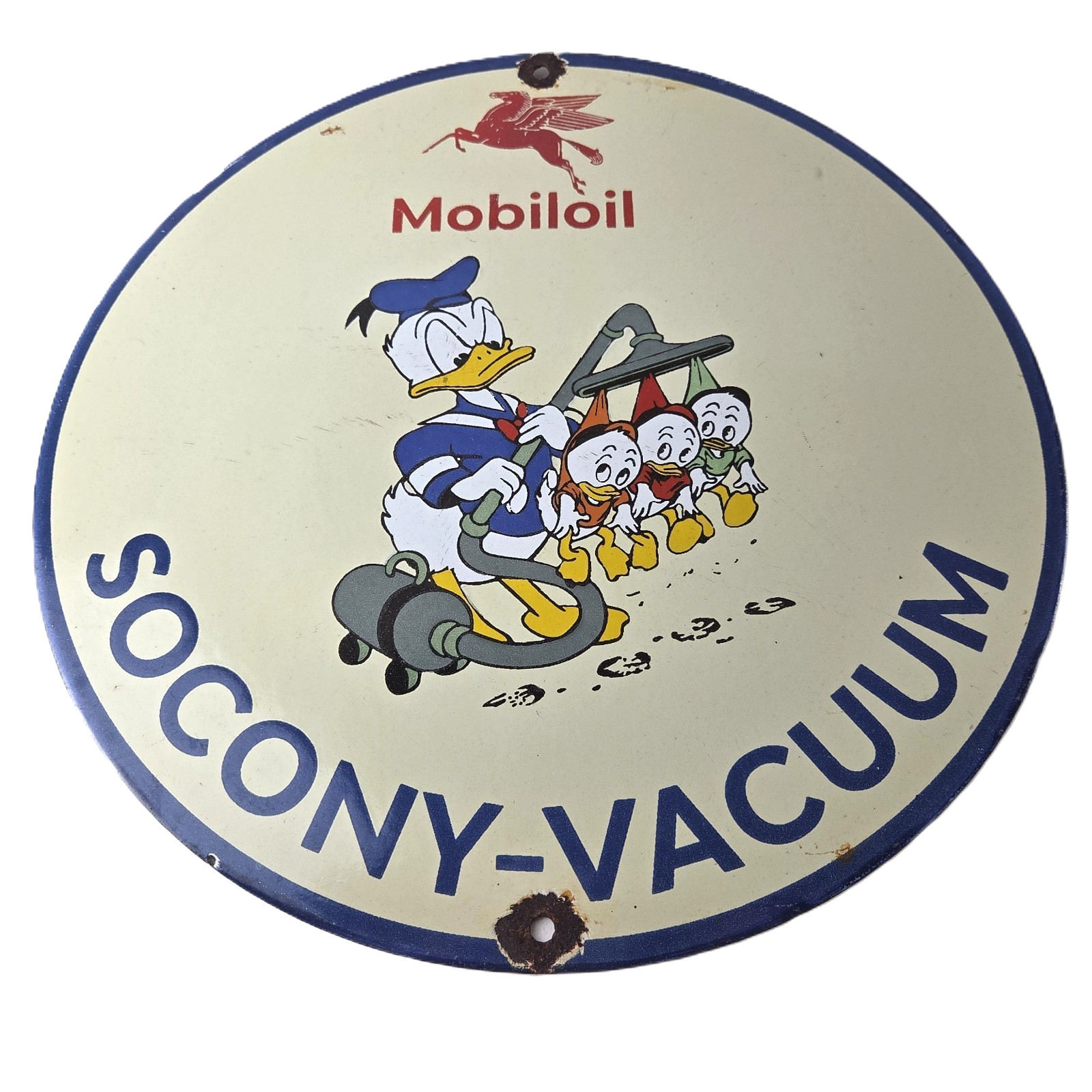 Vintage Mobil Gasoline Sign - Socony Vacuum Gas Pump Plate Porcelain Ad Sign