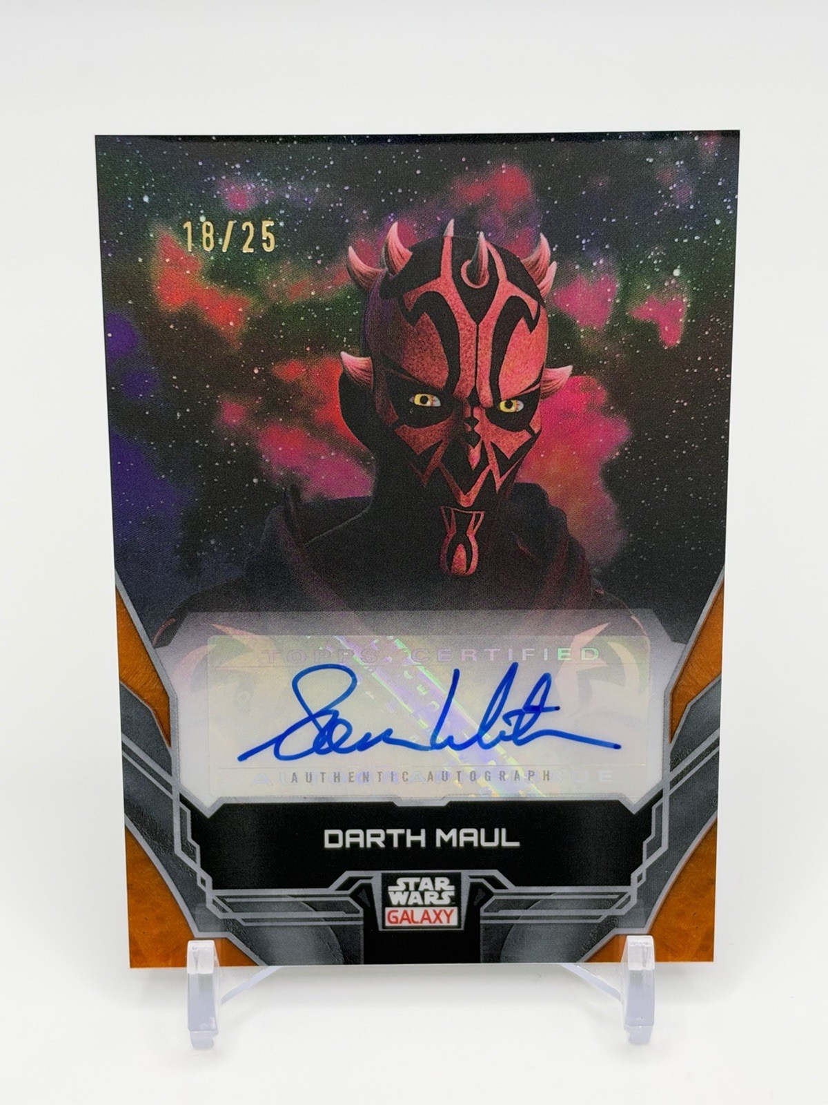 2024 Topps Star Wars Galaxy Sam Witwer as Maul Orange Autograph 18/25