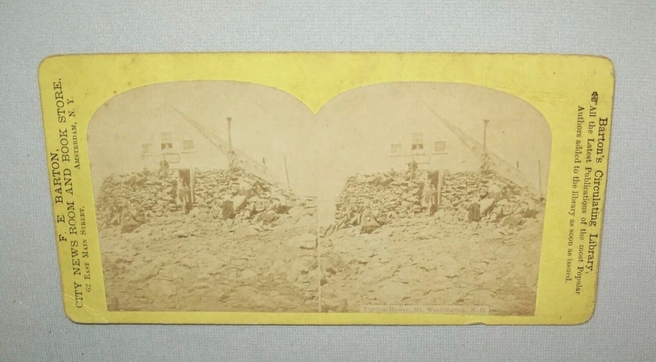 Old antique vtg 1870s Tip Top House Mt Washington NH Stereoview Photo Card Nice