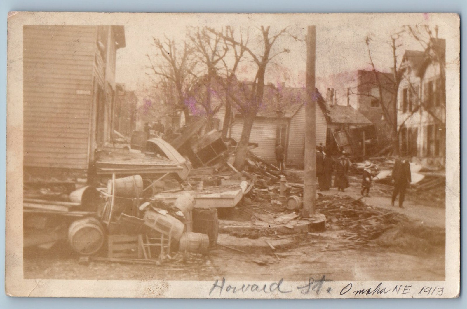 Omaha Nebraska NE Postcard RPPC Photo Howard Street House Disaster c1910\'s