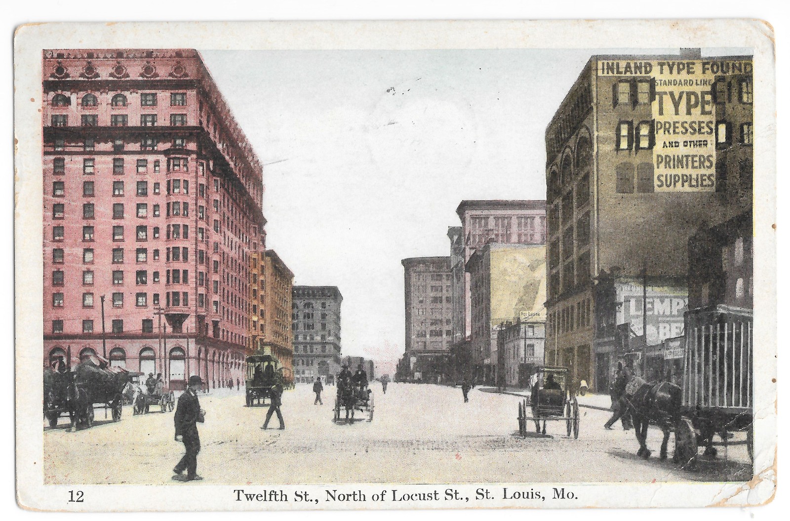 Twelfth St North of Locust St. Louis MO 1911 Postcard Lemp Beer Sign