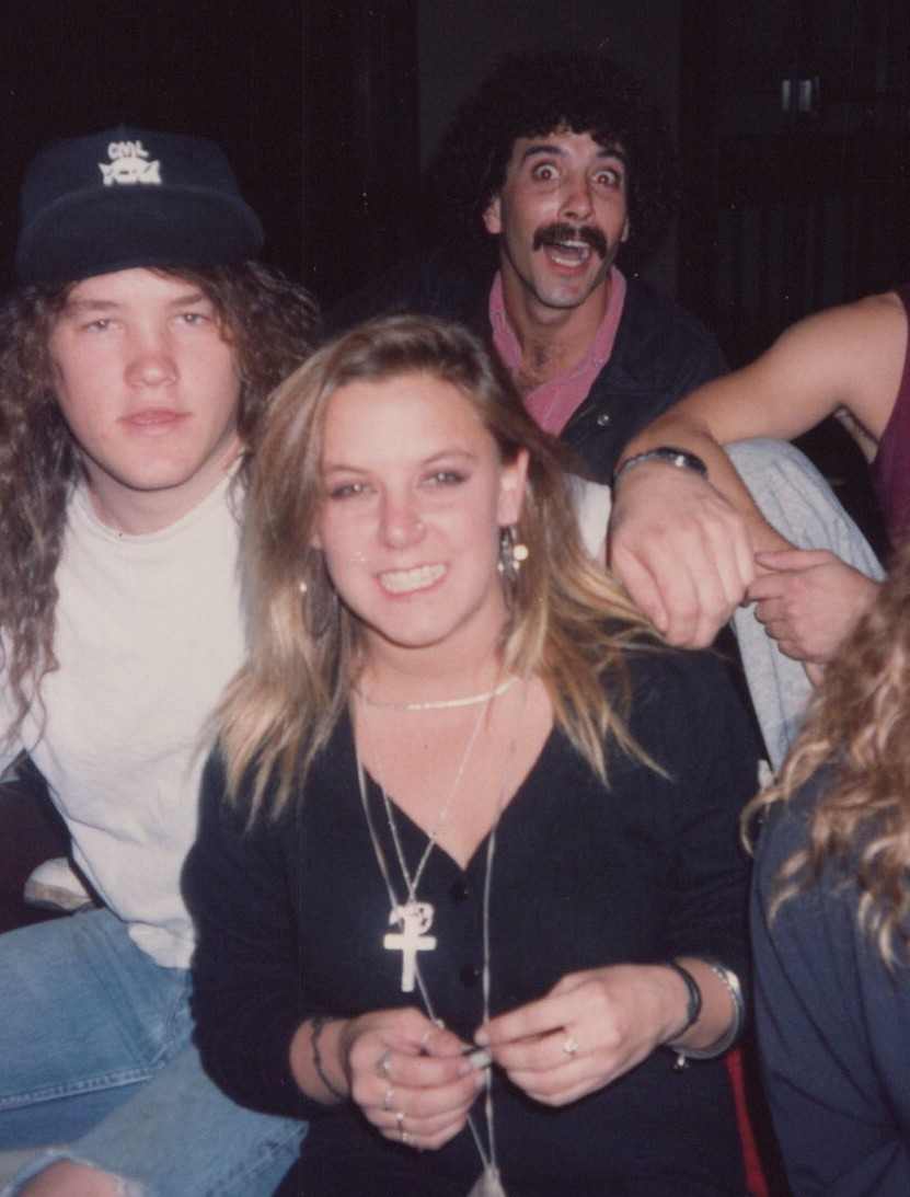 1980s Pretty Woman Men Friends Party Portrait Mustache Funny Face Backstage