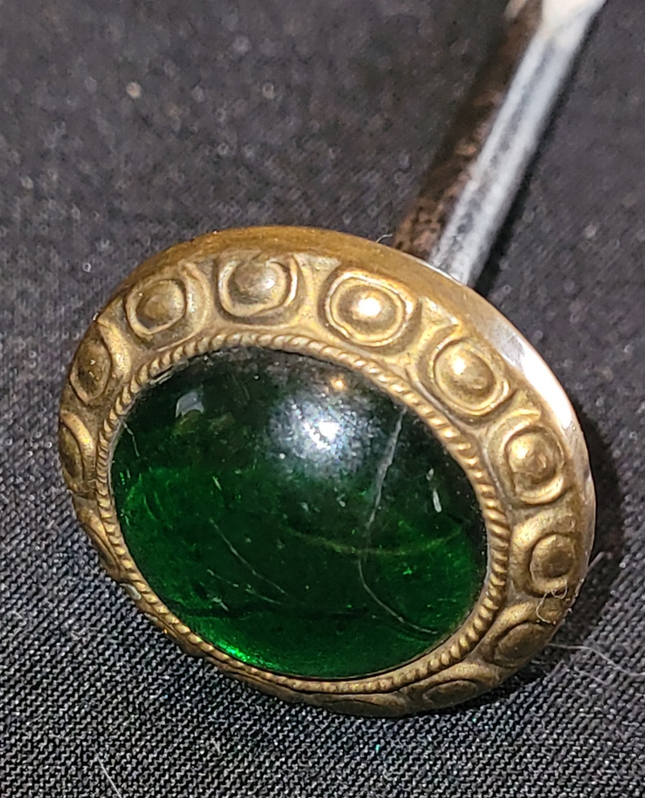Victorian Green Glass  Threaded Hanging Picture Frame Nail Antique Vintage Rare 