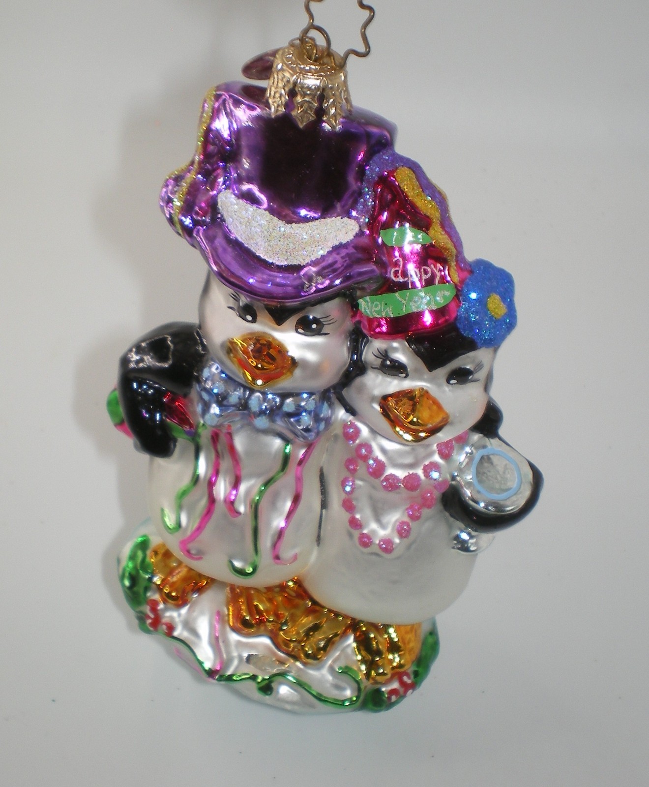 Vintage 2002 Christopher Radko HAPPY SNOW YEAR Glass Christmas Ornament 5\