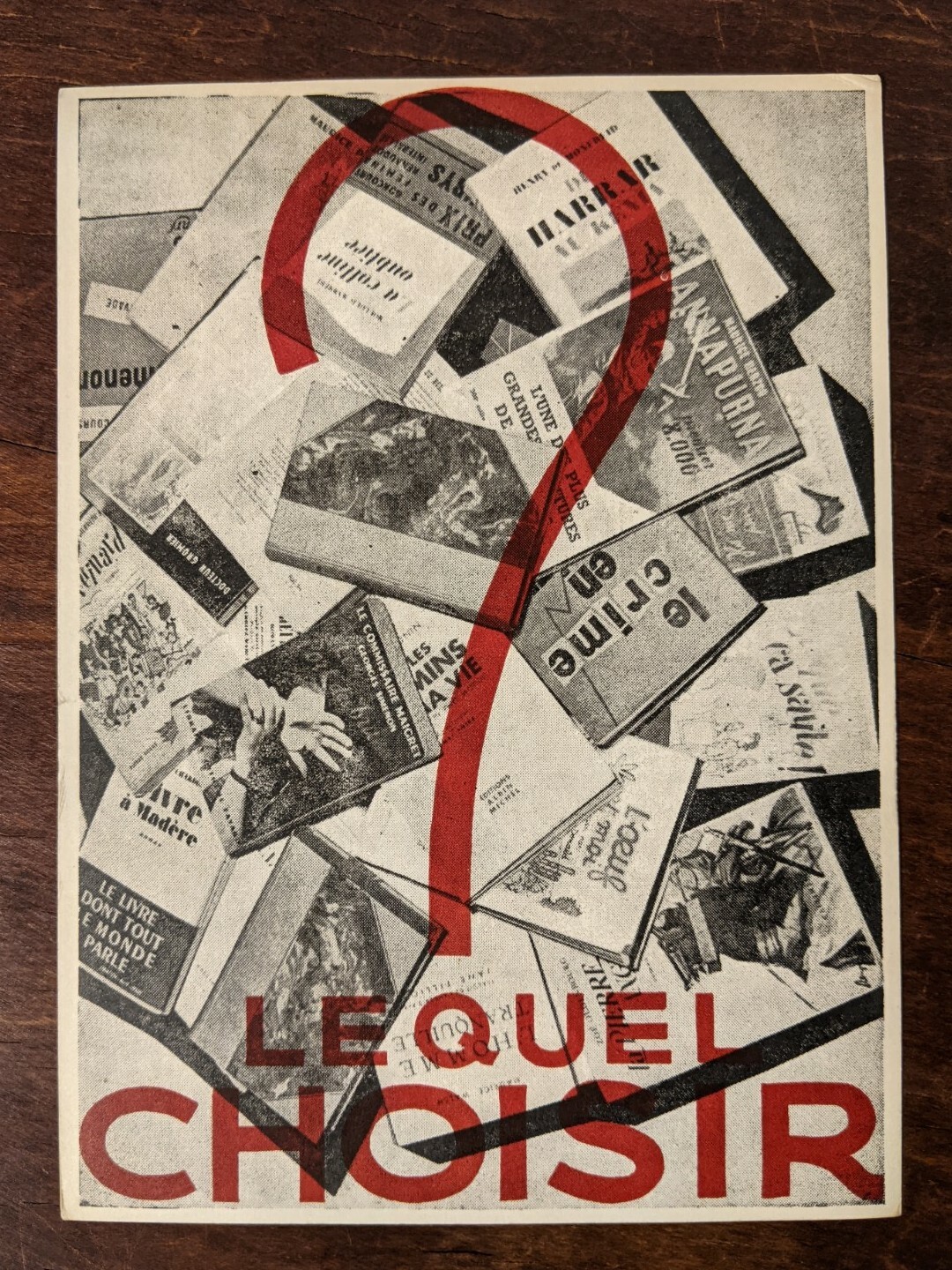 Vintage c. 1950s Bibliotheque Des Contemporains Lequel Choiser ? Reply Card 