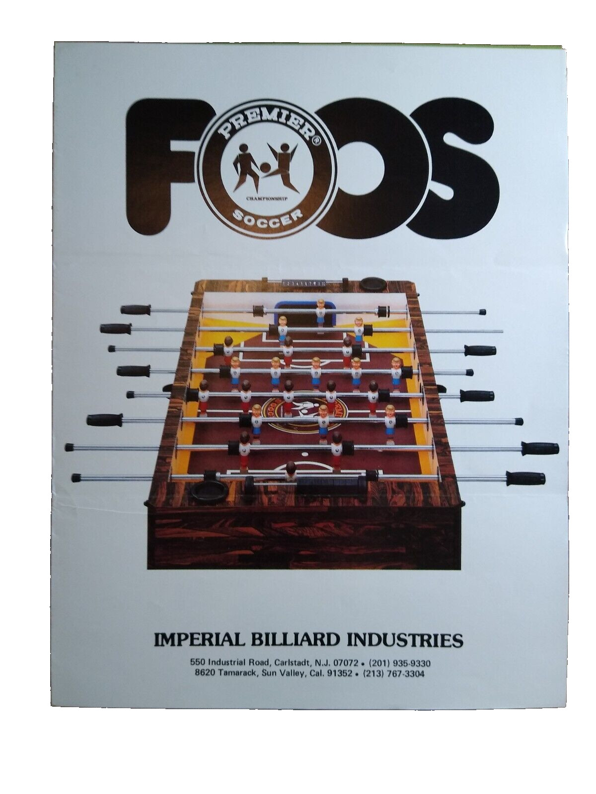 Premier Soccer Foos Foosball Table Flyer Vintage Original Foldout Art 8.5\