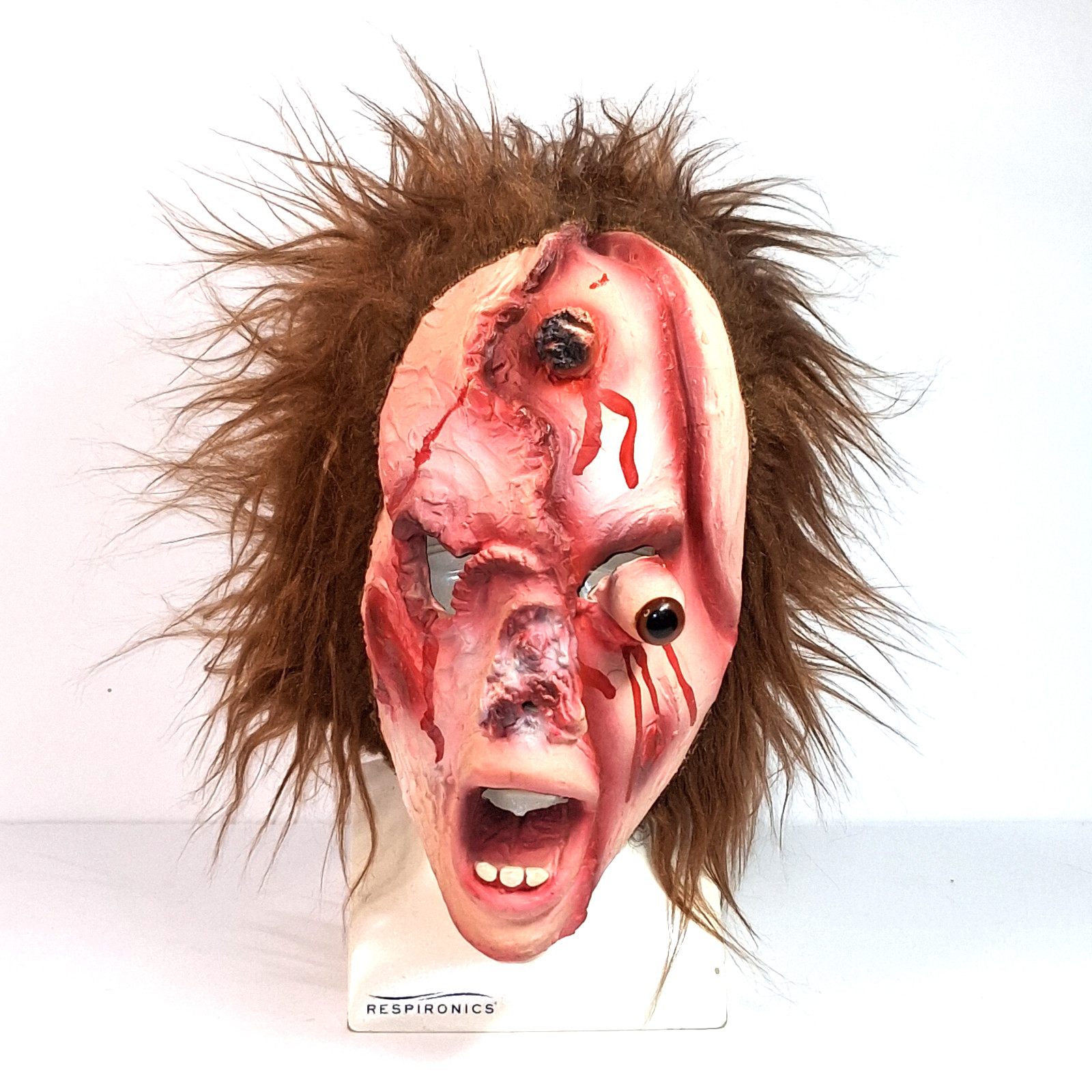 VTG Topstone Danbury Latex Halloween Mask Gory Zombie Popping Eyeball Hair 70's