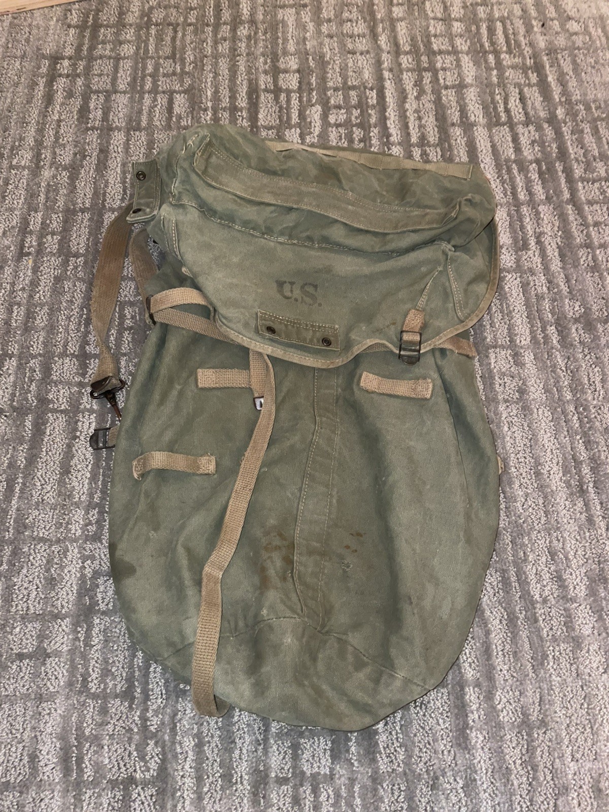 Vintage 1942 Dated US Army Jungle Field Pack M-1943 WW2 Canvas Backpack