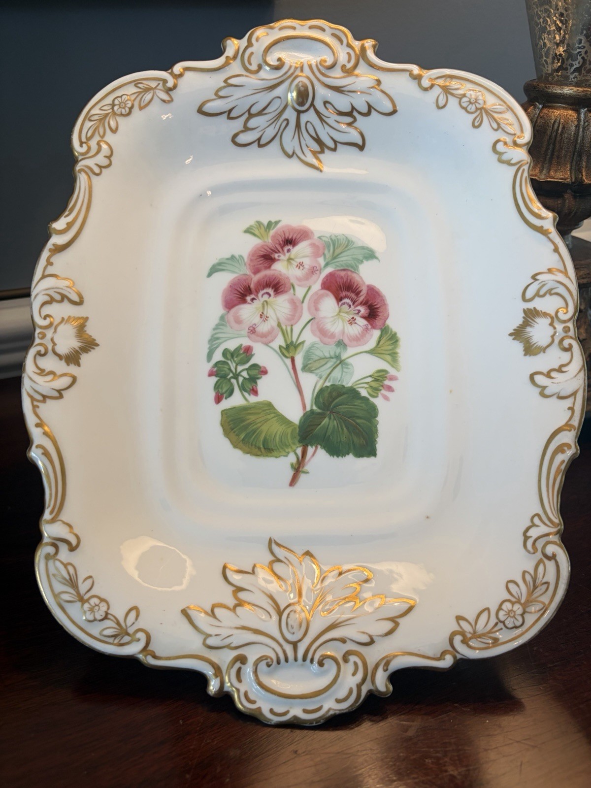 Antique Copeland & Garrett Serving Dish Dessert Dish Signed  24..  Iron Red Ink