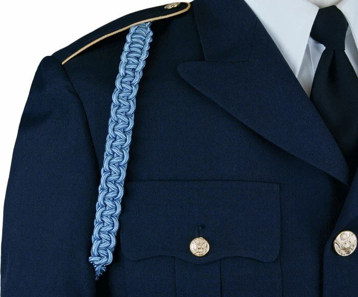 Genuine U.S. ARMY SHOULDER CORD 2723 INTERWOVEN ONE COLOR INFANTRY BLUE