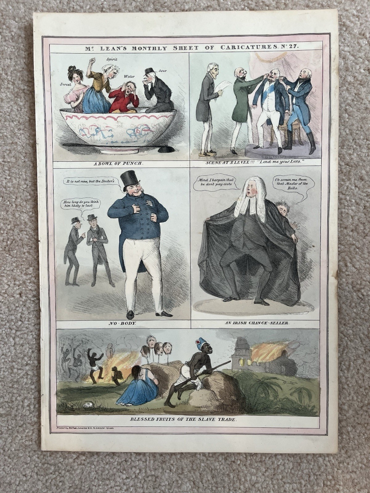 RARE McLean\'s Monthly Sheet of Caricatures Hand Color Satire Cartoons No. 27
