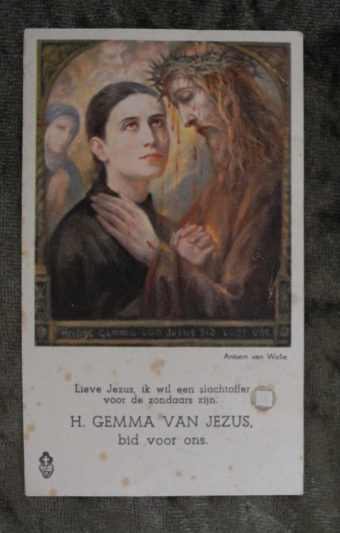 OLD ANTIQUE RELIC RELIQUE RELIQUARY PRAY HOLYCARD IMAGE St. Gemma Galgani (2)