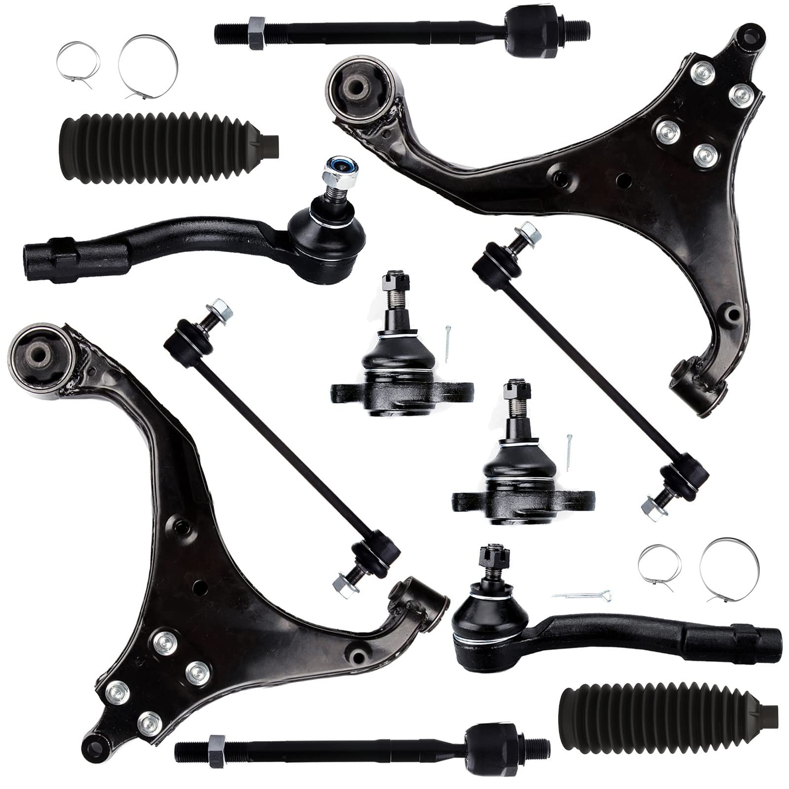 SCITOO 12pcs Front Suspension Kit Lower Control Arm Inner Outer Tie Rod End S...