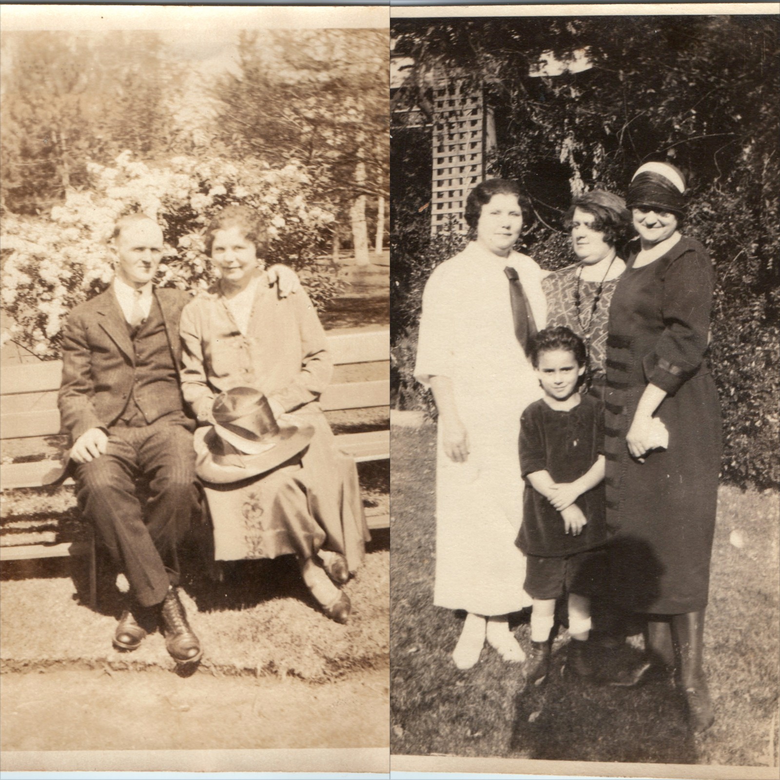 ID'd x2 LOT 1920s Fresno, CA Roeding Park Snapshot Photos Lewis Rawlins Family