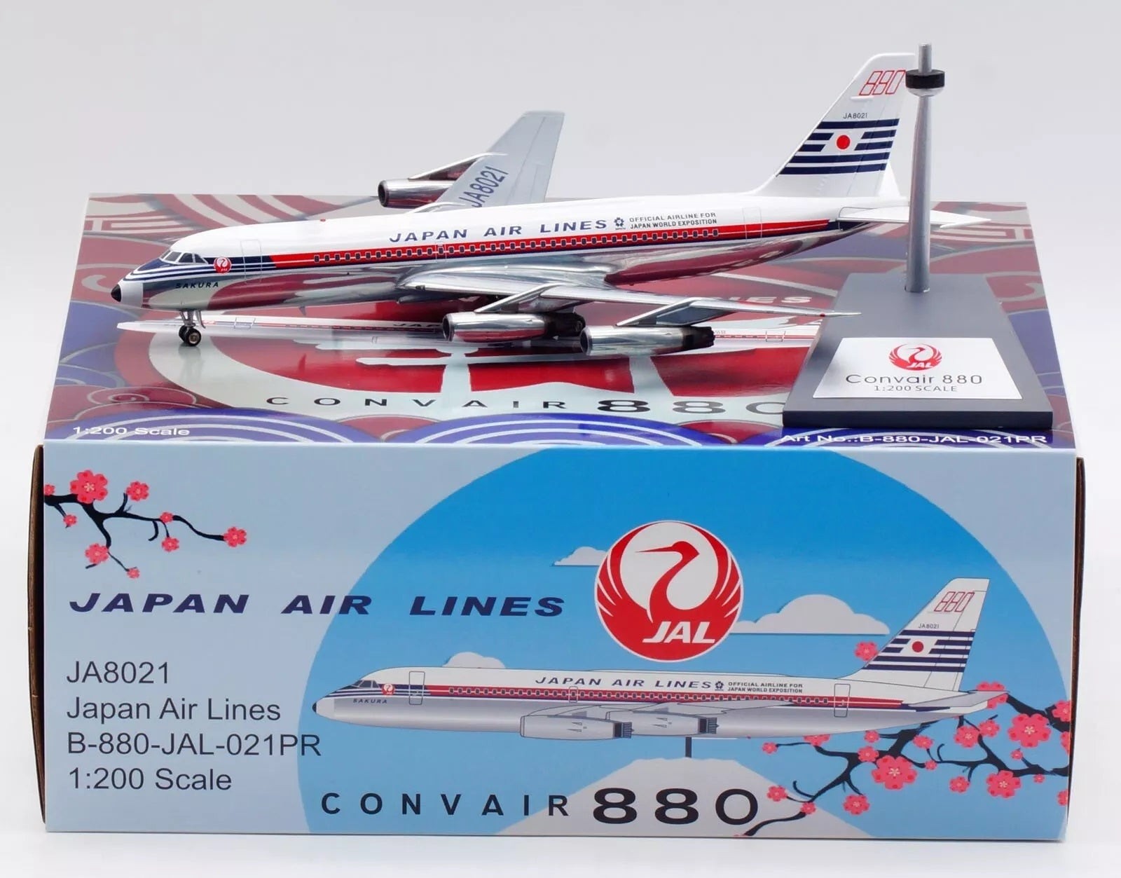 Inflight B-880-JAL-021PR Japan Airlines CV-880M JA8021 Diecast 1/200 Jet Model