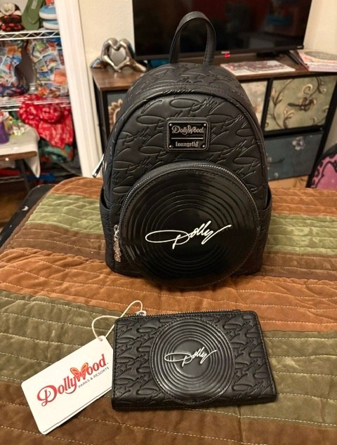 DOLLYWOOD LOUNGEFLY DOLLY PARTON VINYL RECORD BACKPACK & WALLET ~NEW WITH TAGS~