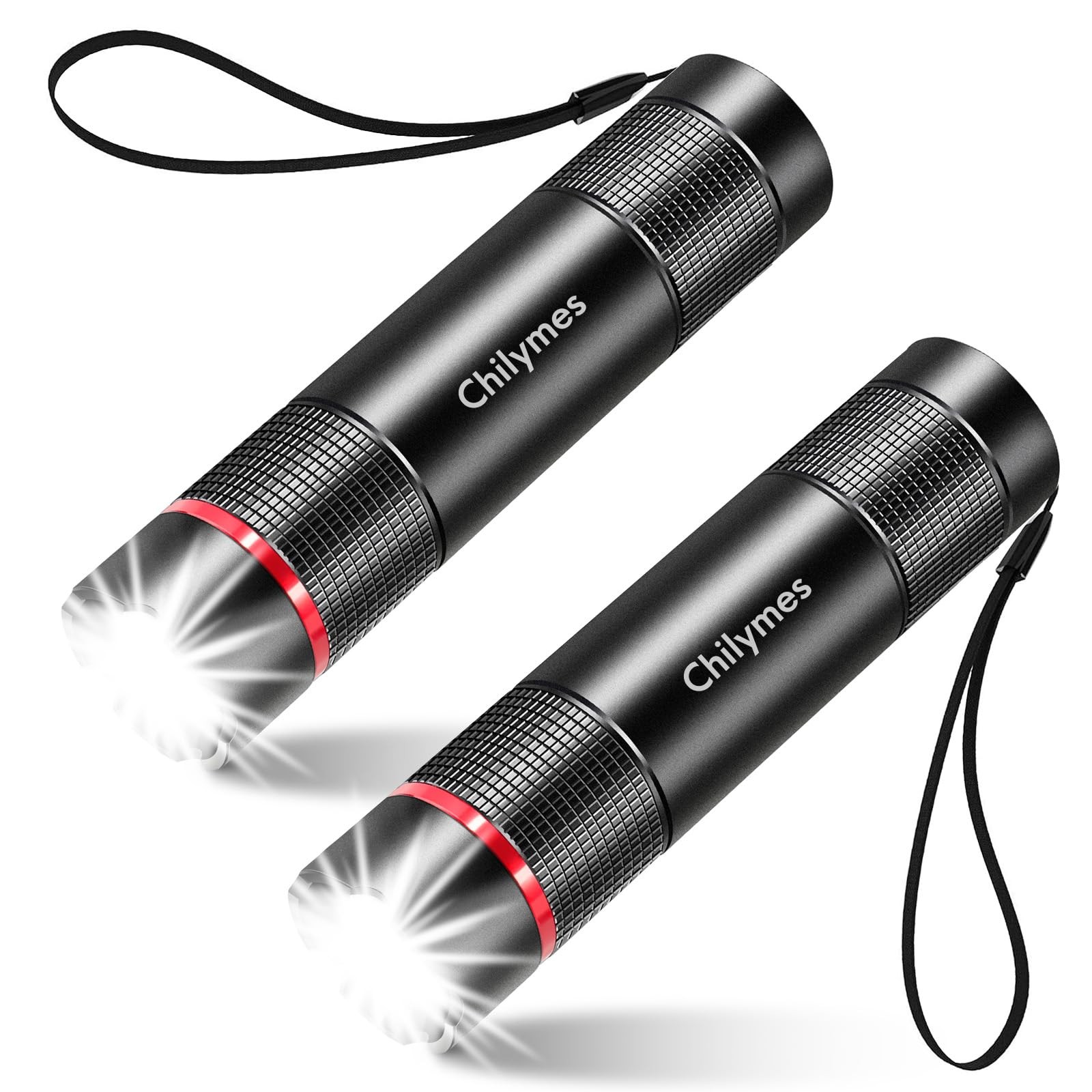 Small Mini LED Rechargeable Flashlight 2 Pack, Super Compact Handheld, Black Small Mini LED Rechargeable Flashlight 2 Pack, Super Compact Handheld, Black