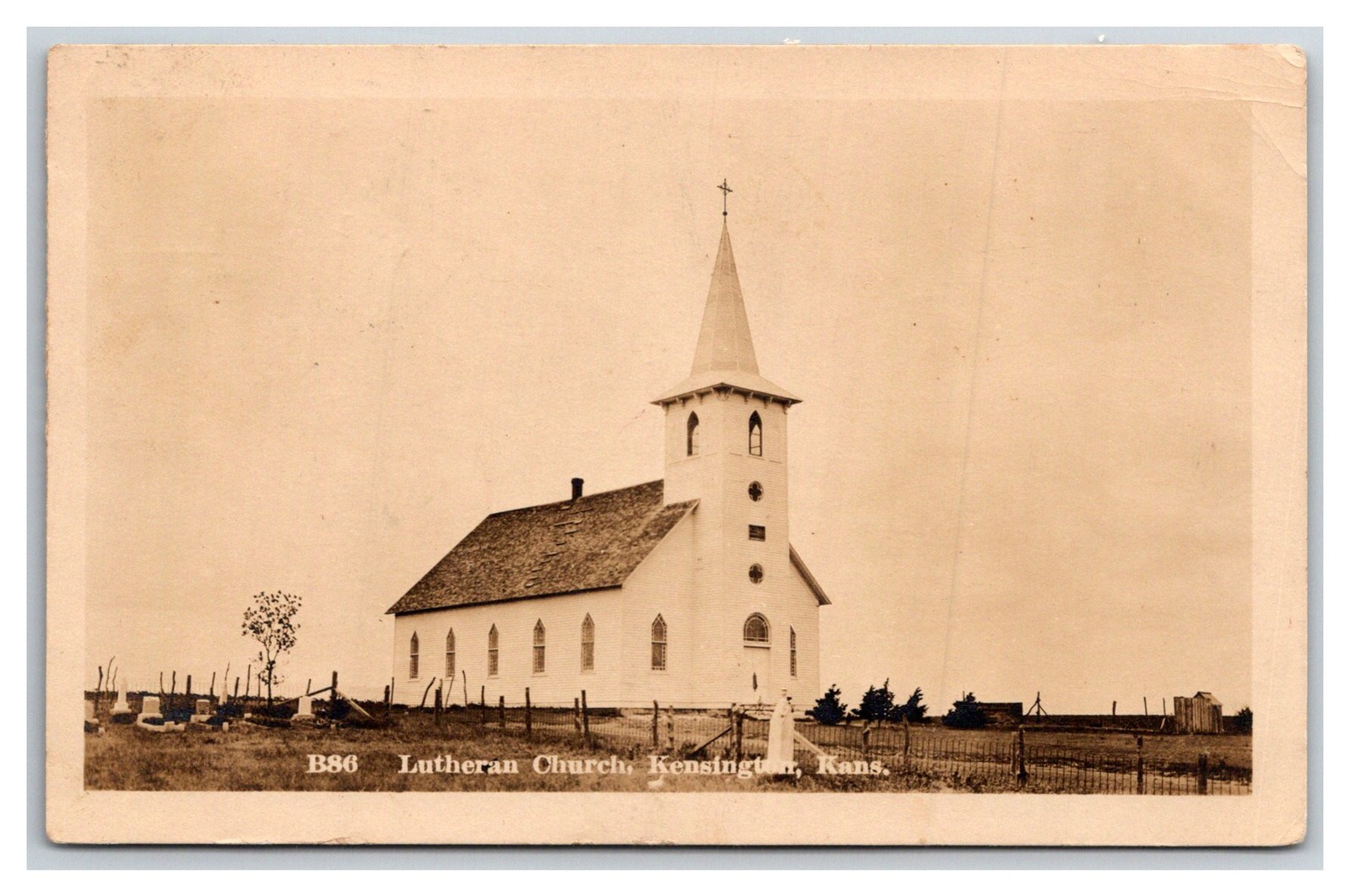 RPPC Kensington KS ~ Lutheran Church & cemetery  KANSAS Smith County