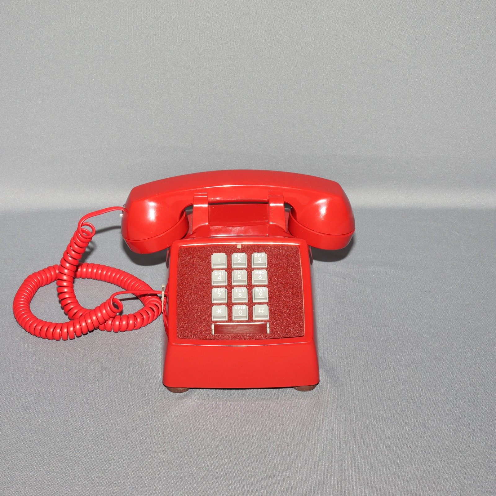 Vintage Western Electric Model 2500DM Red Touch Tone Desk Telephone (tested)