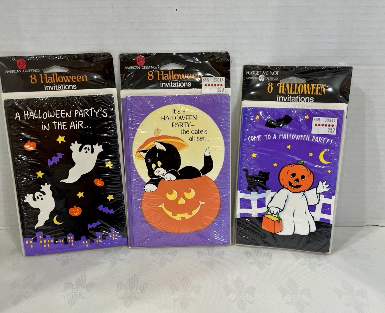 Vtg 90s Halloween Party Invitations Black Cat Pumpkins American Greetings 24 New