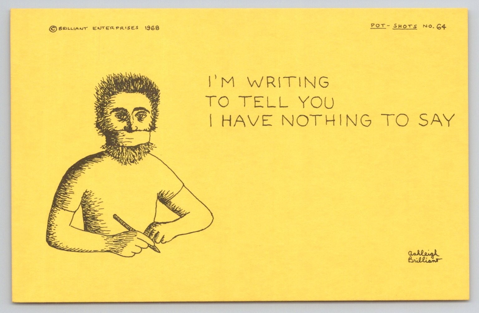 Ashleigh Brilliant Pot-Shots 1968 Humorous Postcard 