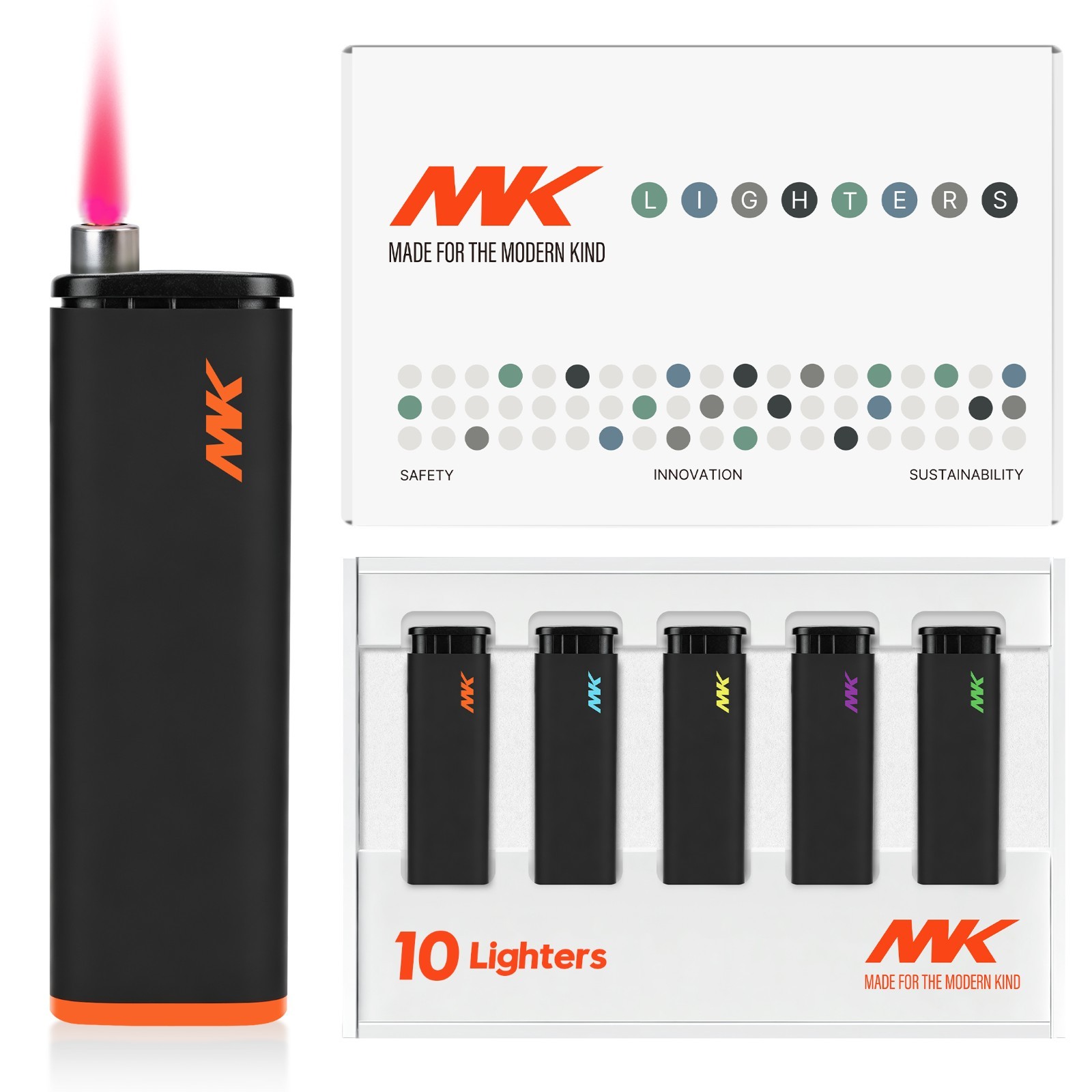 MK Jet‑Hue 10‑Pack Assorted Colors Windproof Butane Refillable Jet‑Flame Lighter MK Jet‑Hue 10‑Pack Assorted Colors Windproof Butane Refillable Jet‑Flame Lighter